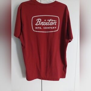 Brixton Red Graphic print T-shirt Mens XL Casual Logo Spellout Moto